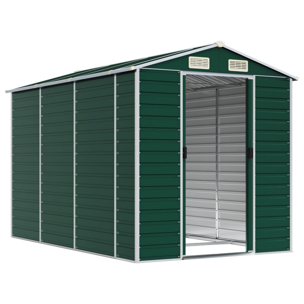 vidaXL Garden Shed Green 191x300x198 cm Galvanised Steel