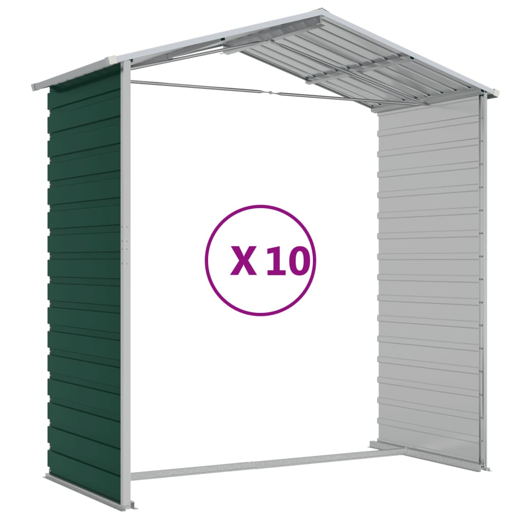 vidaXL Garden Shed Green 191x895x198 cm Galvanised Steel