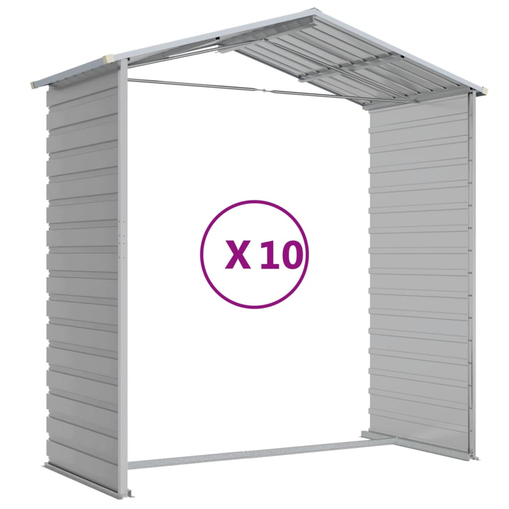 vidaXL Garden Shed Light Grey 191x895x198 cm Galvanised Steel
