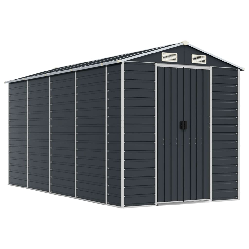 vidaXL Garden Shed Anthracite 191x385x198 cm Galvanised Steel