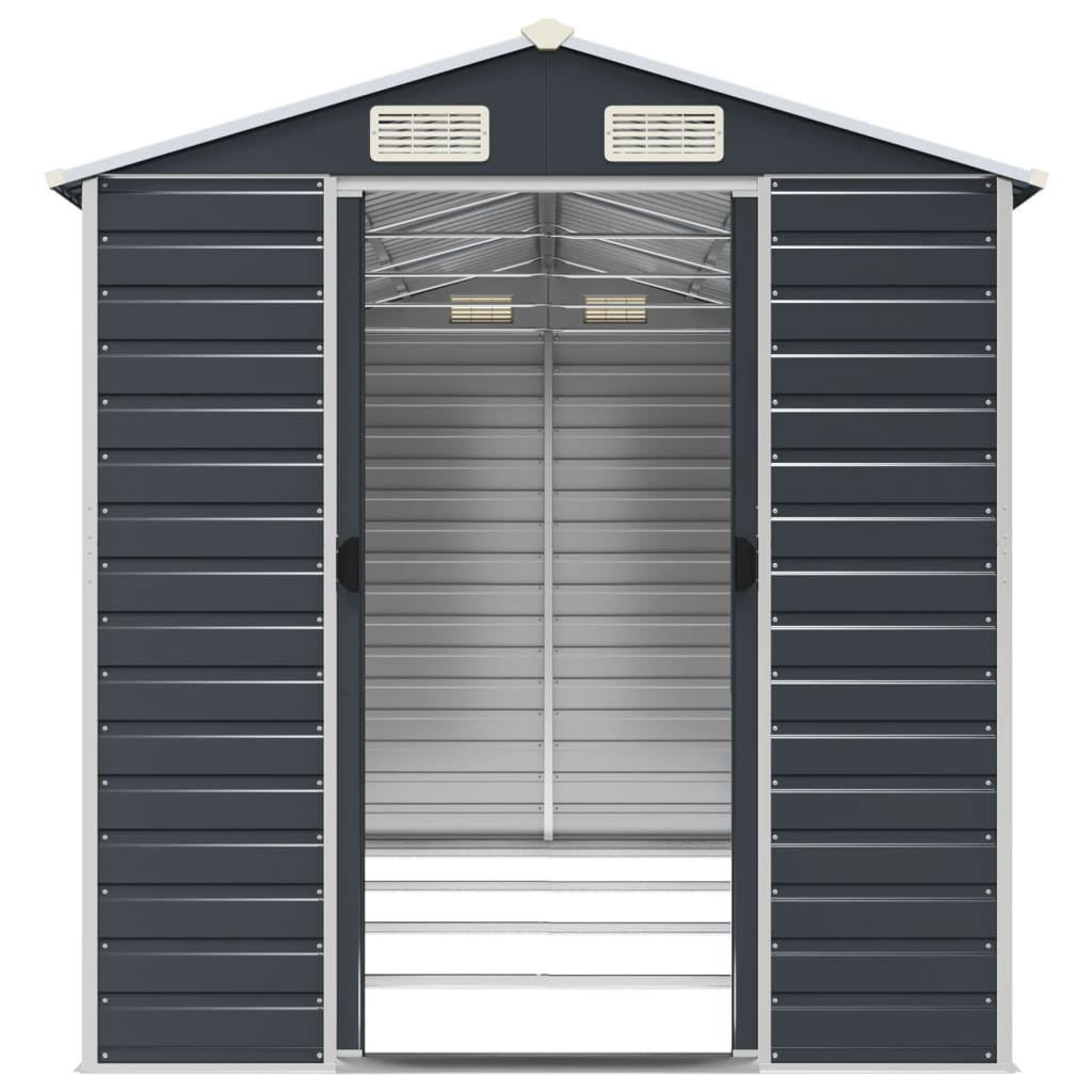 vidaXL Garden Shed Anthracite 191x385x198 cm Galvanised Steel