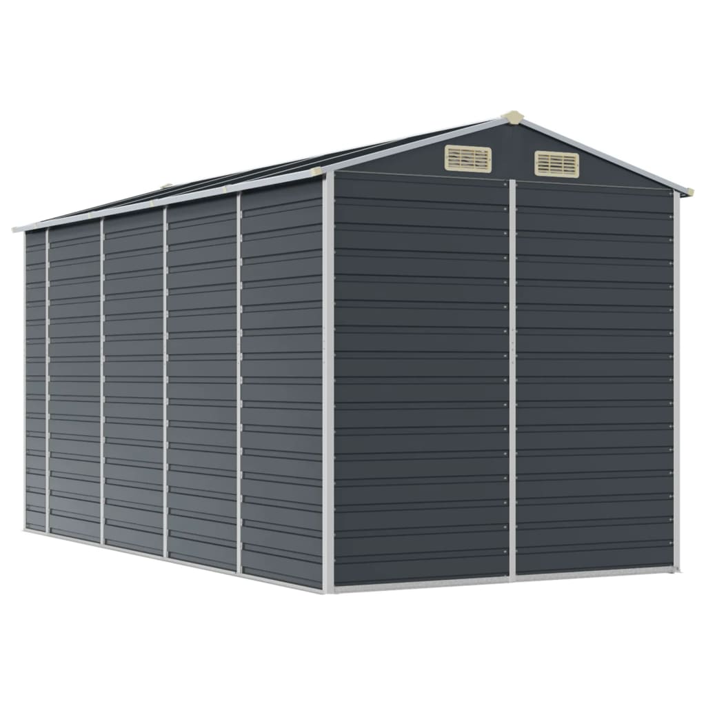 vidaXL Garden Shed Anthracite 191x385x198 cm Galvanised Steel
