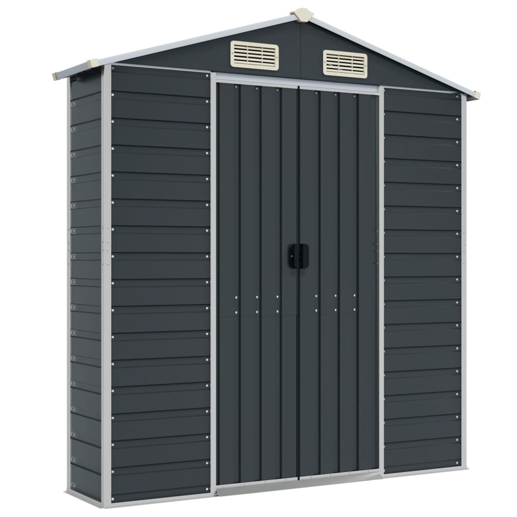 vidaXL Garden Shed Anthracite 191x385x198 cm Galvanised Steel