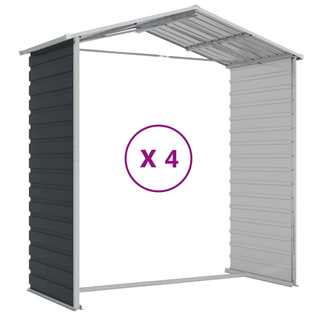 vidaXL Garden Shed Anthracite 191x385x198 cm Galvanised Steel