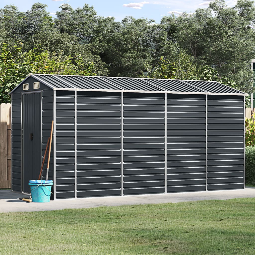vidaXL Garden Shed Anthracite 191x385x198 cm Galvanised Steel