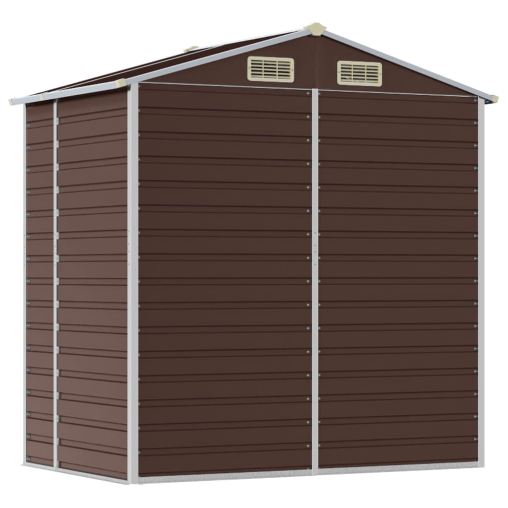 vidaXL Garden Shed Brown 191x130x198 cm Galvanised Steel