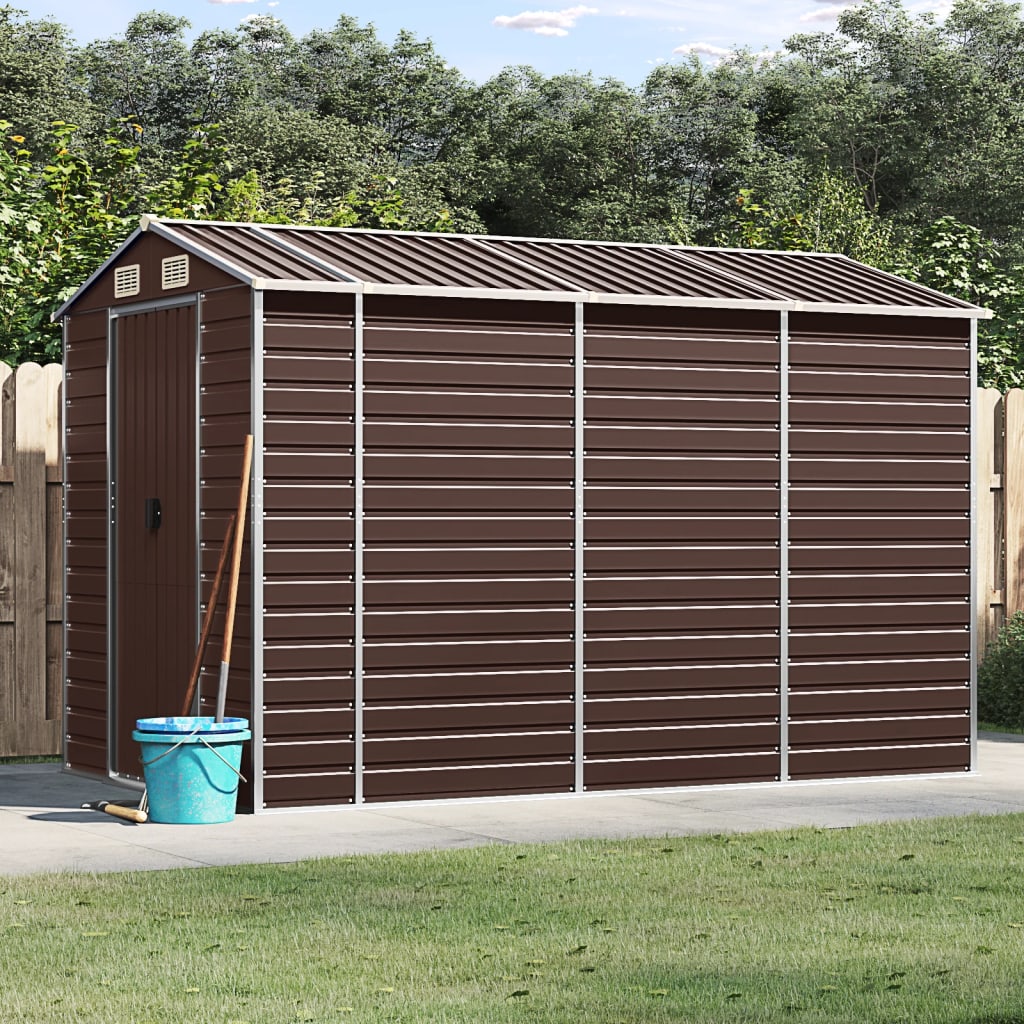 vidaXL Garden Shed Brown 191x300x198 cm Galvanised Steel
