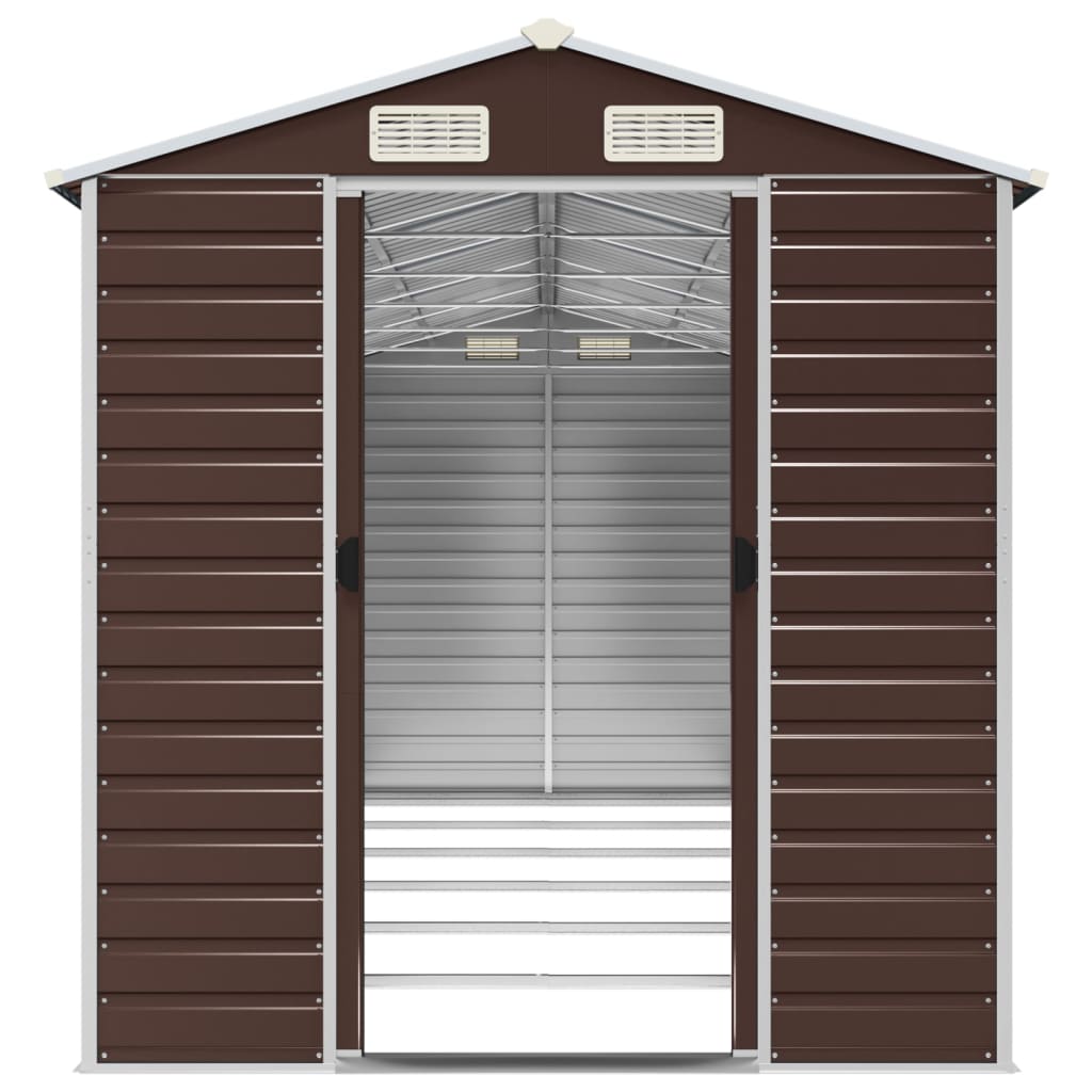 vidaXL Garden Shed Brown 191x555x198 cm Galvanised Steel