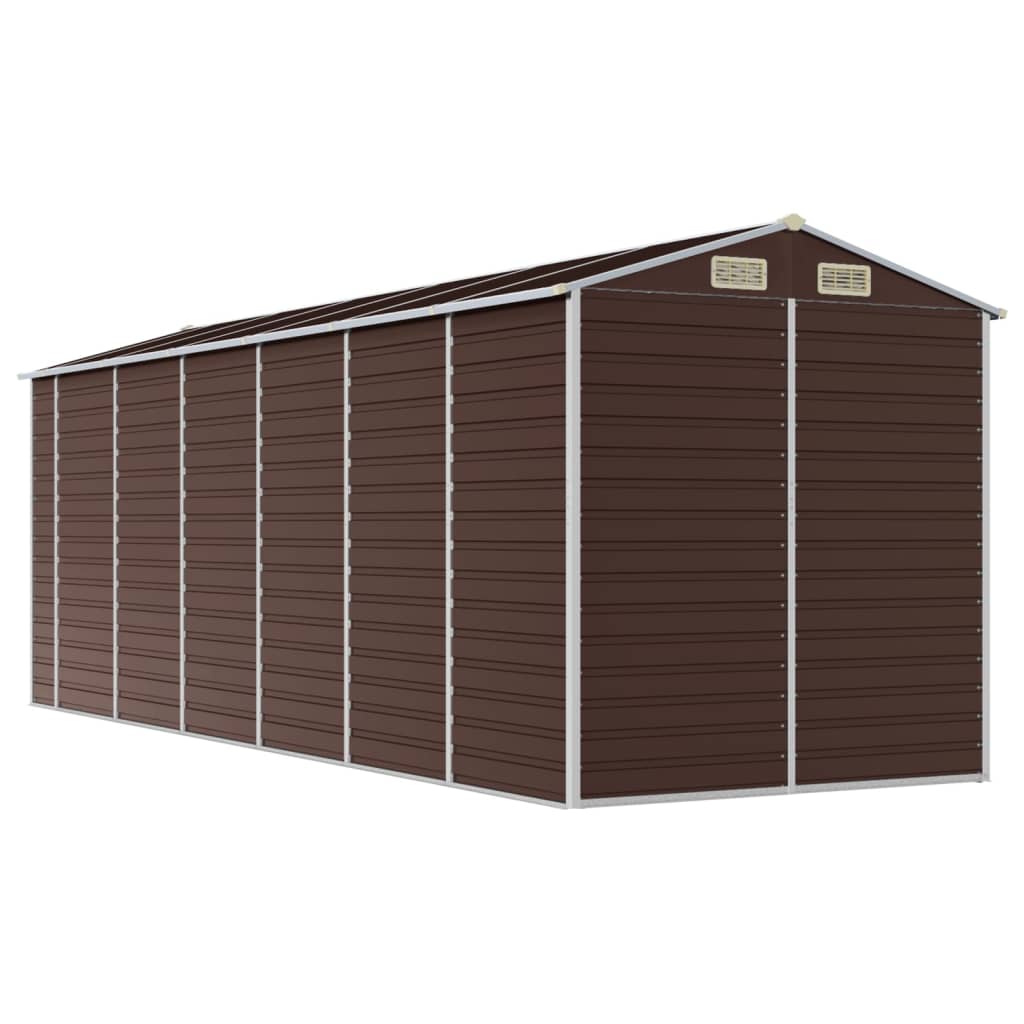 vidaXL Garden Shed Brown 191x555x198 cm Galvanised Steel