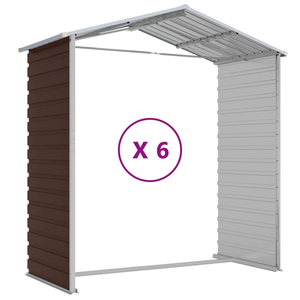 vidaXL Garden Shed Brown 191x555x198 cm Galvanised Steel