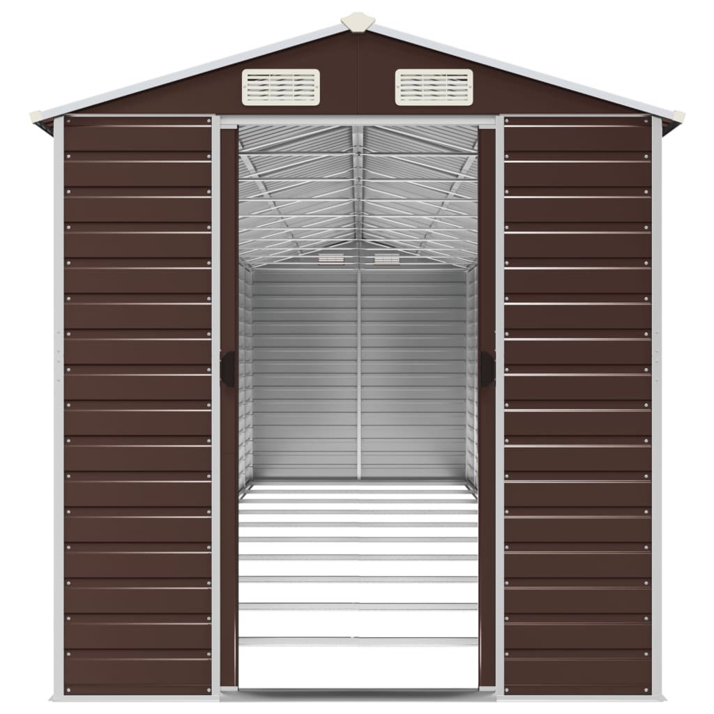 vidaXL Garden Shed Brown 191x895x198 cm Galvanised Steel
