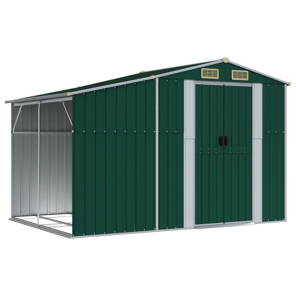 vidaXL Garden Shed Green 277x192.5x179 cm Galvanised Steel
