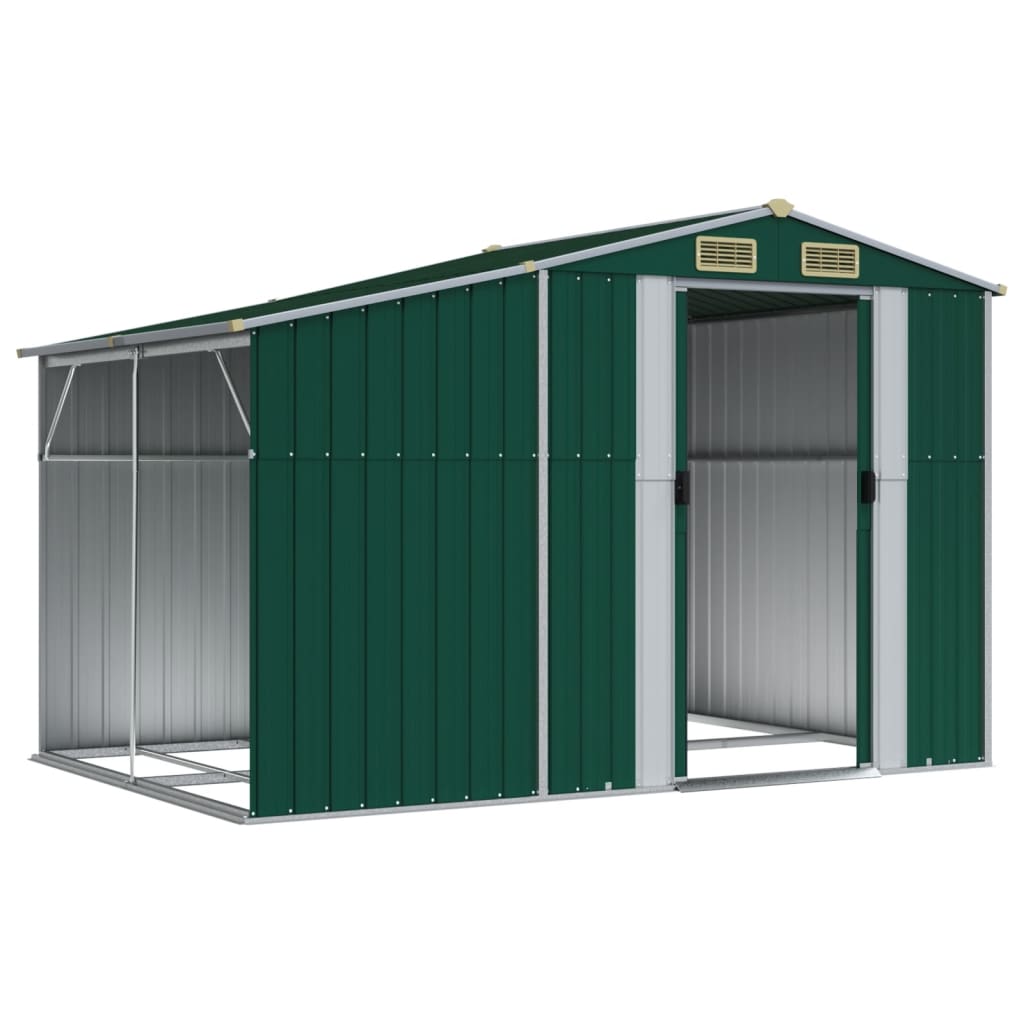 vidaXL Garden Shed Green 277x192.5x179 cm Galvanised Steel