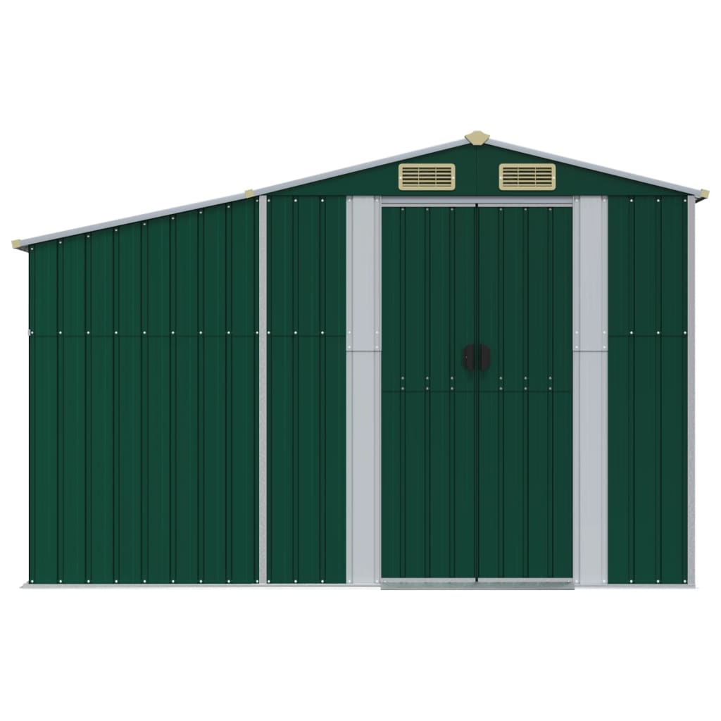 vidaXL Garden Shed Green 277x192.5x179 cm Galvanised Steel