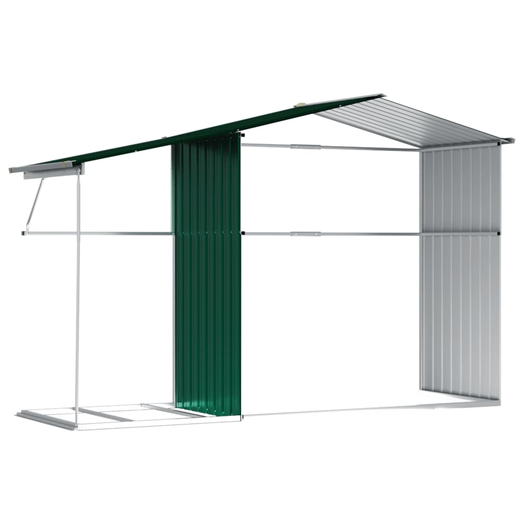 vidaXL Garden Shed Green 277x192.5x179 cm Galvanised Steel
