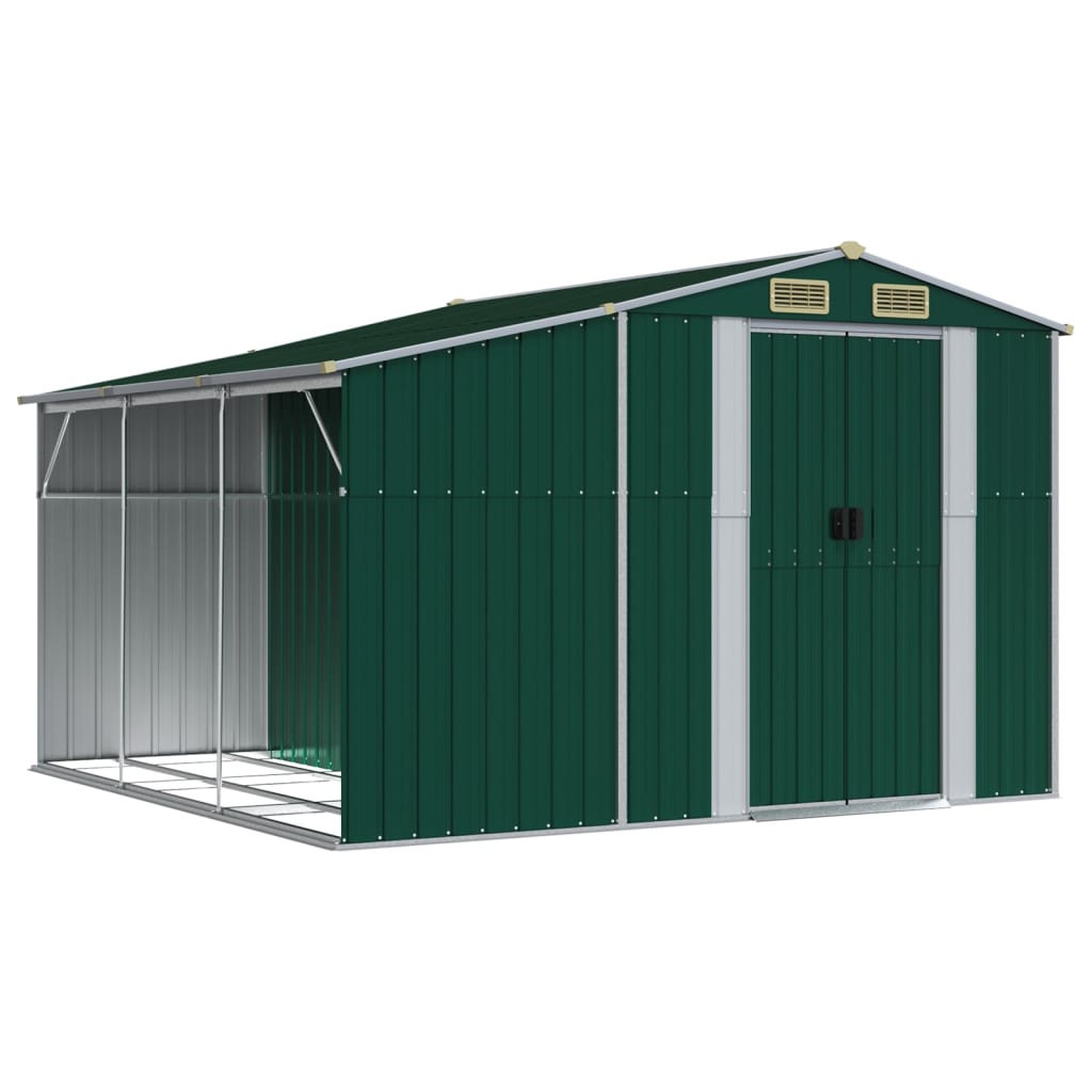 vidaXL Garden Shed Green 277x279x179 cm Galvanised Steel