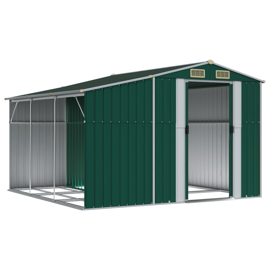 vidaXL Garden Shed Green 277x279x179 cm Galvanised Steel
