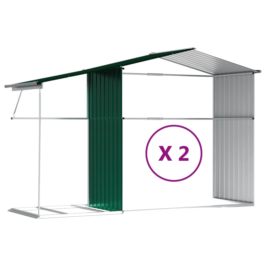 vidaXL Garden Shed Green 277x279x179 cm Galvanised Steel
