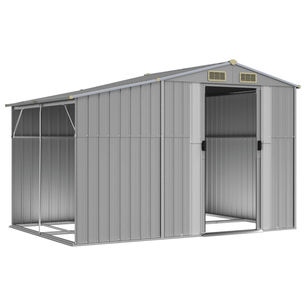 vidaXL Garden Shed Grey 277x192.5x179 cm Galvanised Steel