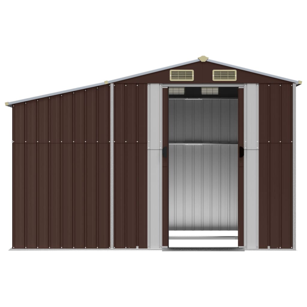 vidaXL Garden Shed Brown 277x192.5x179 cm Galvanised Steel