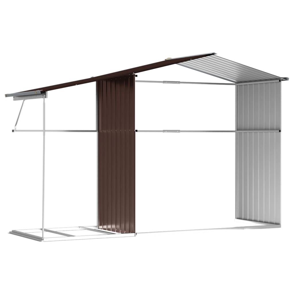 vidaXL Garden Shed Brown 277x192.5x179 cm Galvanised Steel