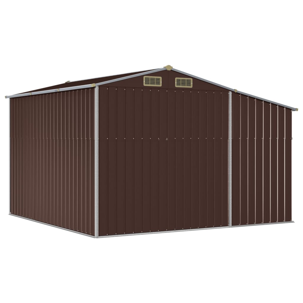vidaXL Garden Shed Brown 277x279x179 cm Galvanised Steel