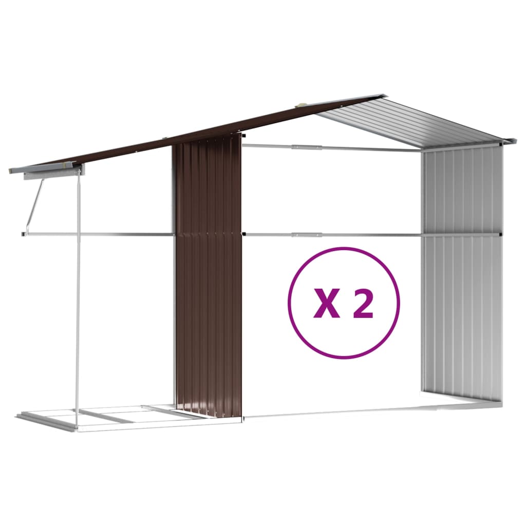 vidaXL Garden Shed Brown 277x279x179 cm Galvanised Steel