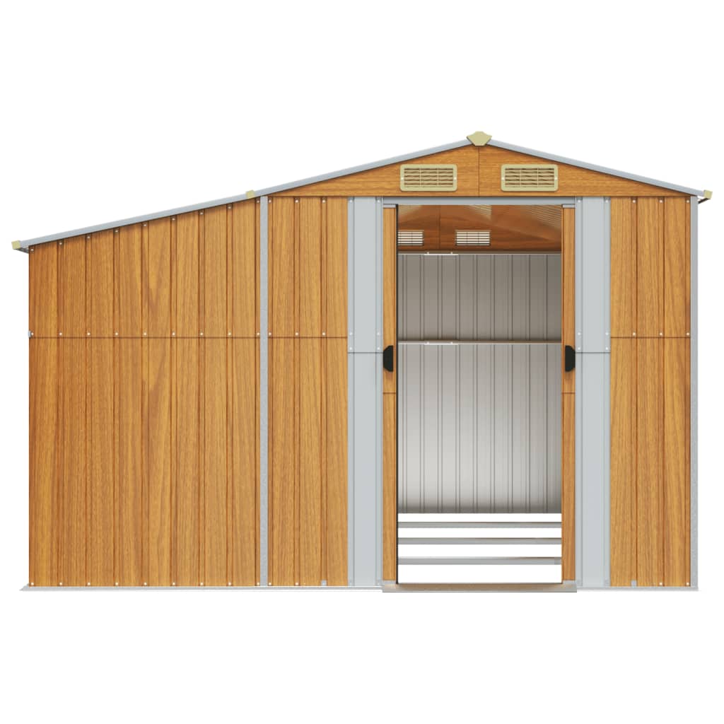 vidaXL Garden Shed Light Brown 277x365.5x179 cm Galvanised Steel