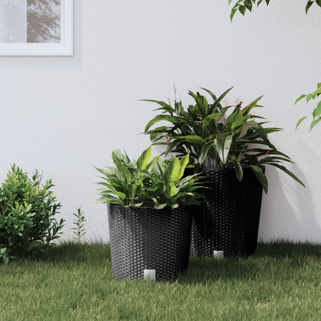 Planter with Removable Inner Anthracite 15 / 15.3 L PP Rattan