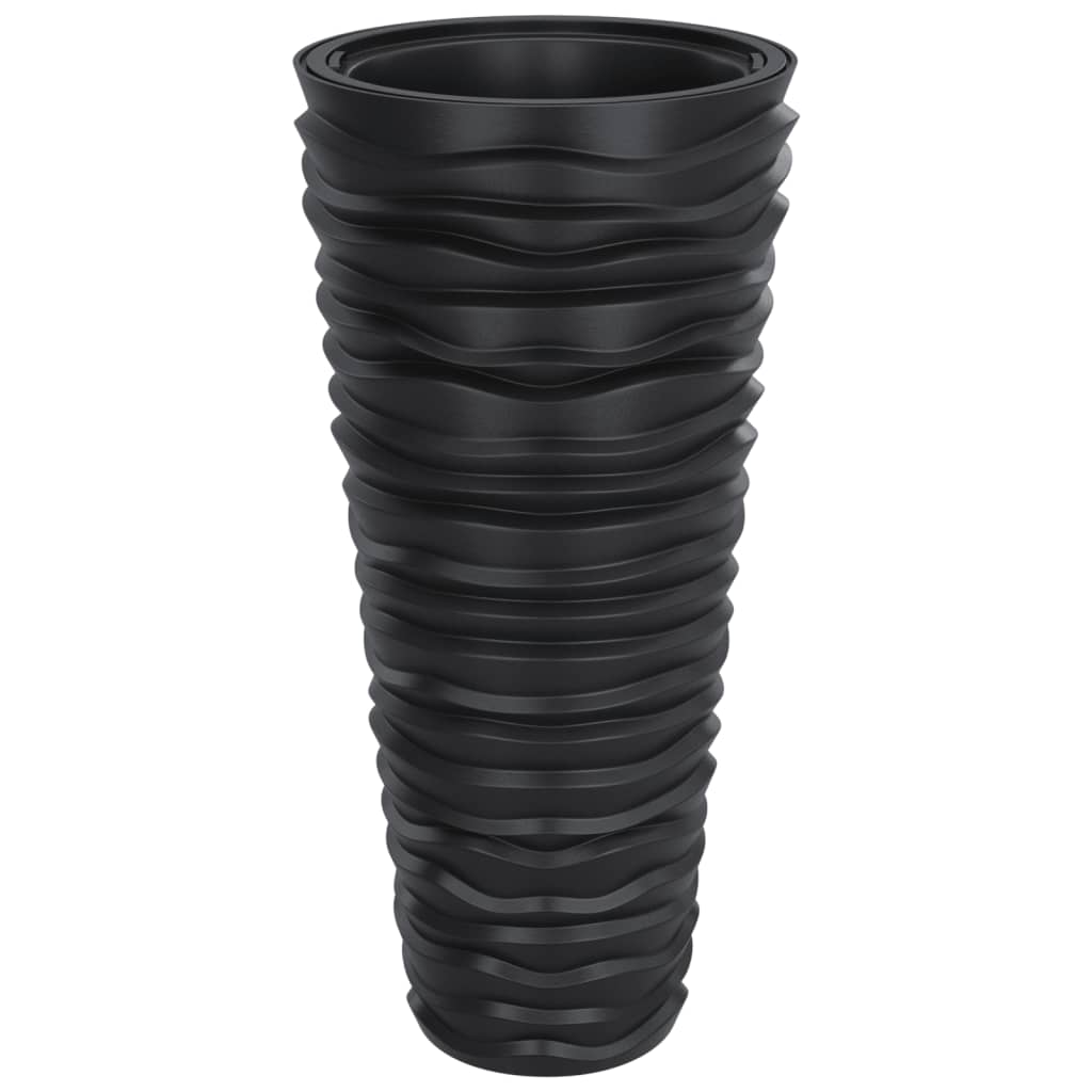 Planter with Removable Inner Anthracite 18/45 L PP Grooved Look