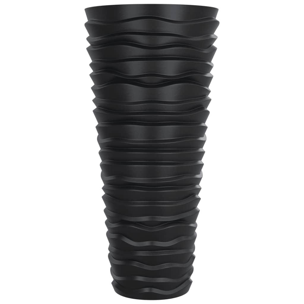 Planter with Removable Inner Anthracite 18/45 L PP Grooved Look
