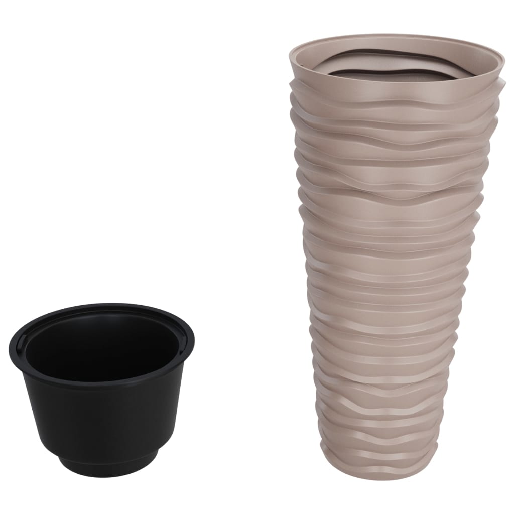 Planter with Removable Inner Mocha 18/45 L PP Grooved Look
