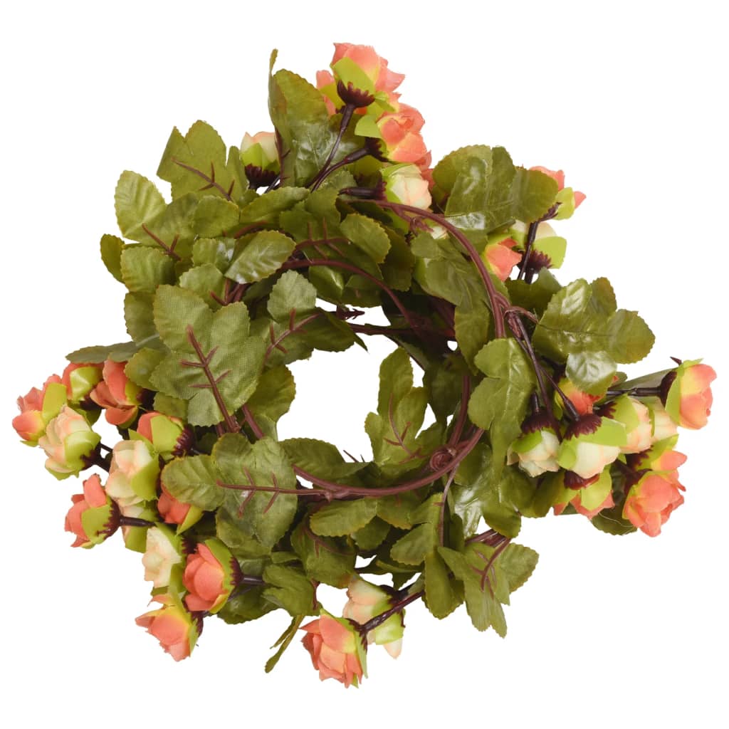 Christmas Flower Garlands 6 pcs Sunset Red 215 cm