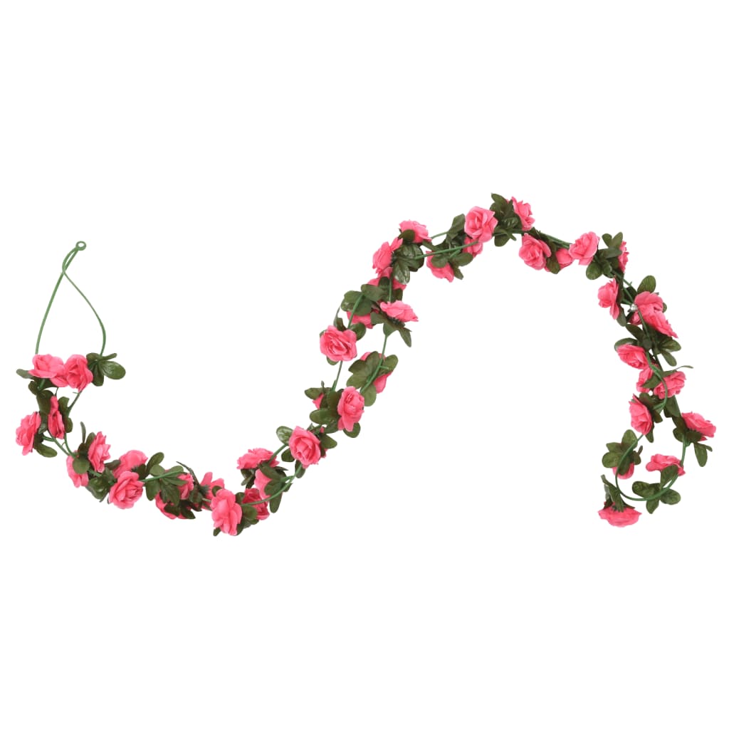Christmas Flower Garlands 6 pcs Red Pink 240 cm
