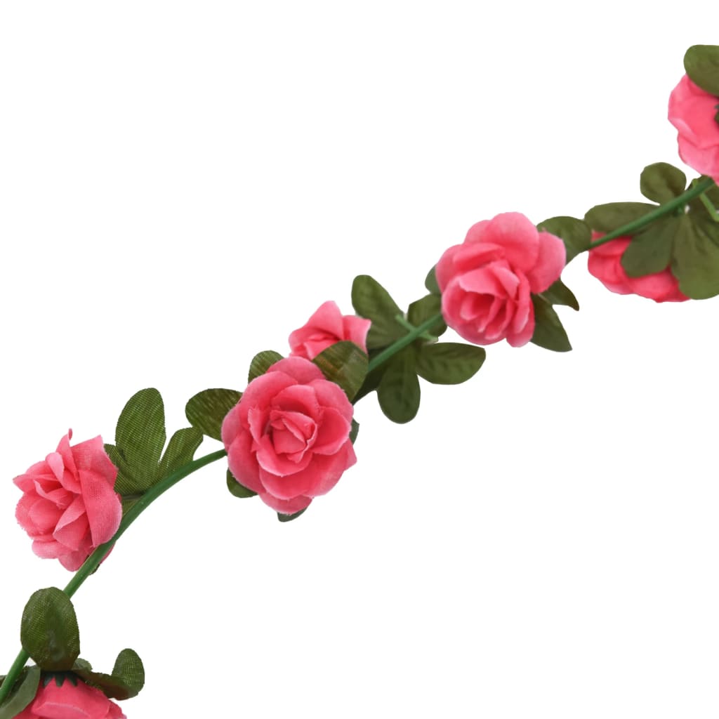 Christmas Flower Garlands 6 pcs Red Pink 240 cm