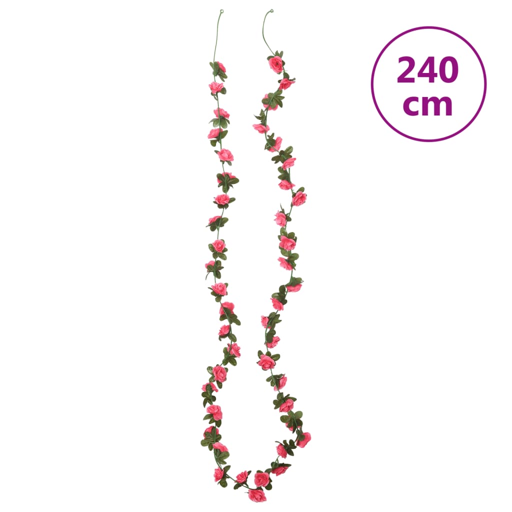 Christmas Flower Garlands 6 pcs Red Pink 240 cm