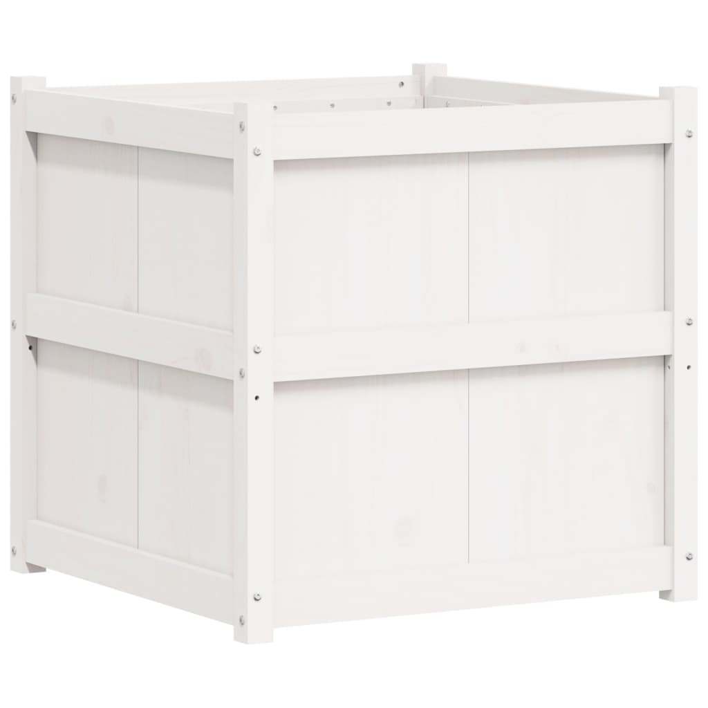 Garden Planter White 70x70x70 cm Solid Wood Pine