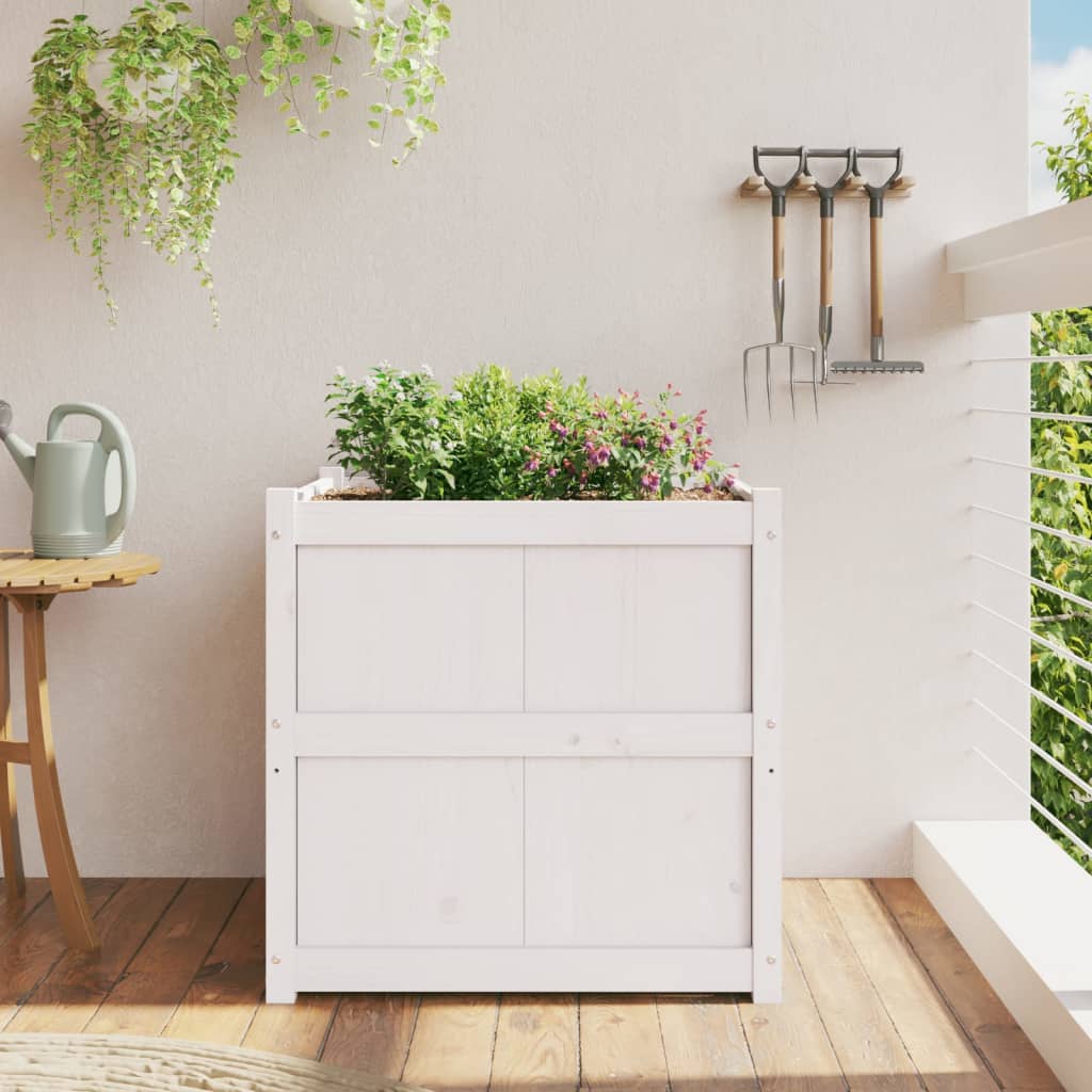 Garden Planter White 70x70x70 cm Solid Wood Pine
