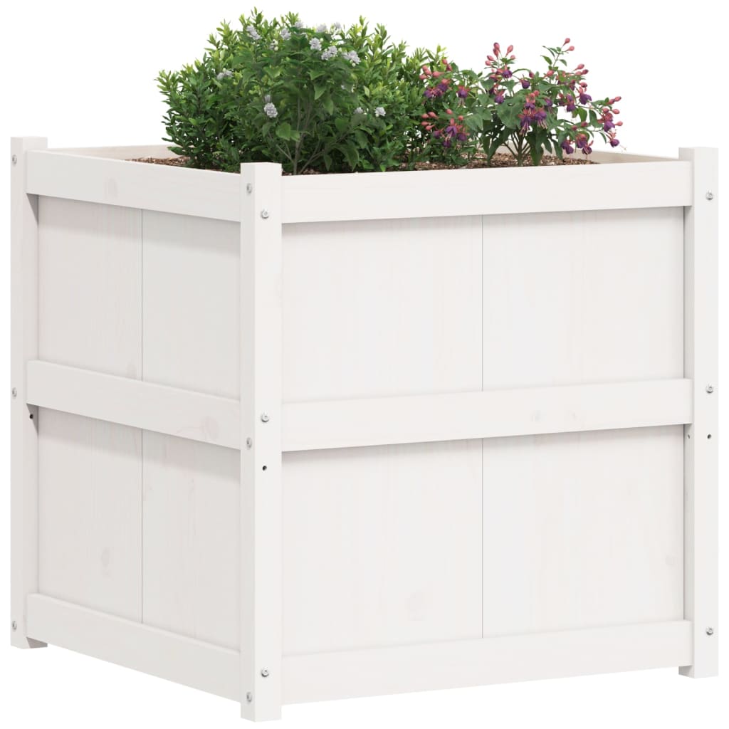 Garden Planter White 70x70x70 cm Solid Wood Pine