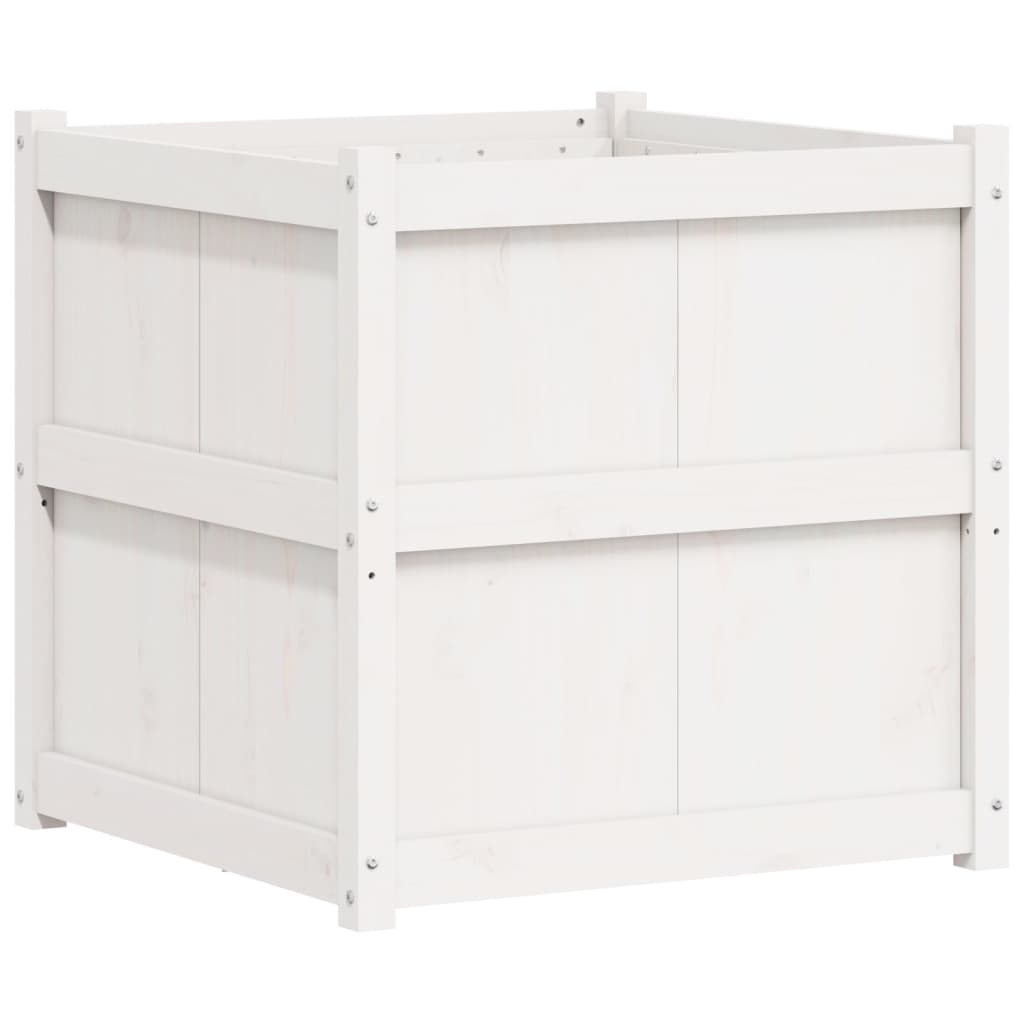 Garden Planter White 70x70x70 cm Solid Wood Pine
