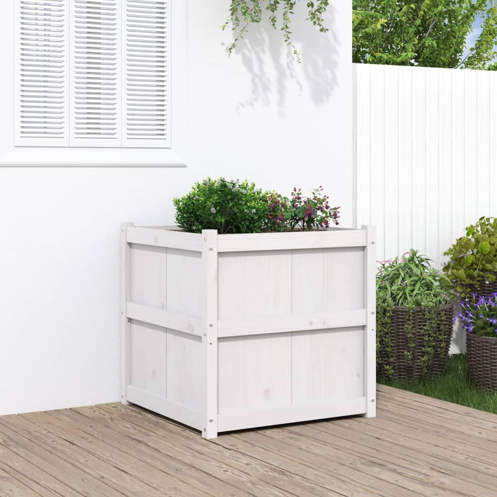 Garden Planter White 70x70x70 cm Solid Wood Pine