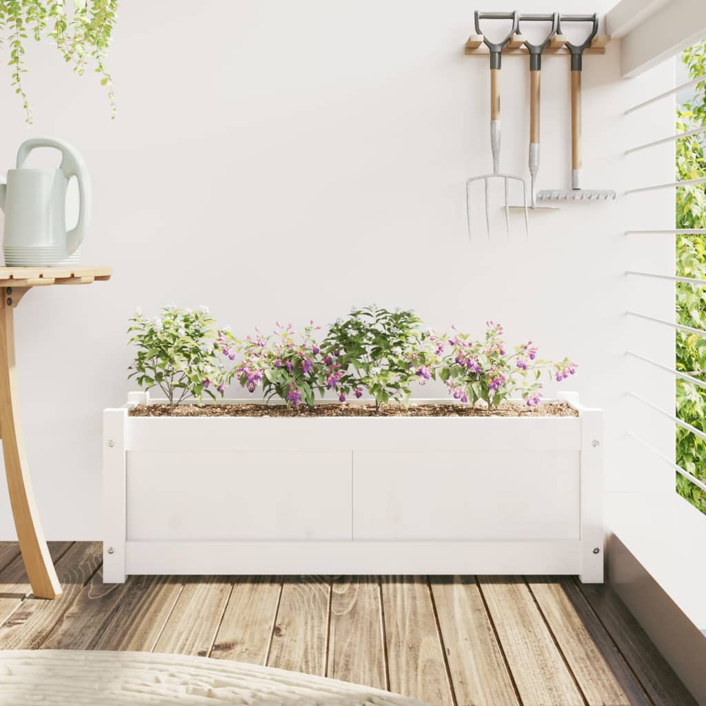 Garden Planter White 90x31x31 cm Solid Wood Pine