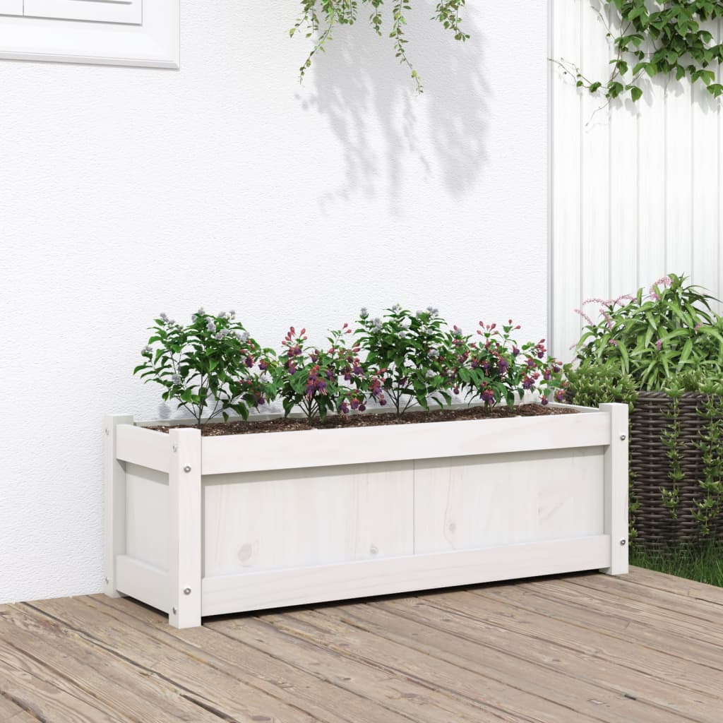 Garden Planter White 90x31x31 cm Solid Wood Pine