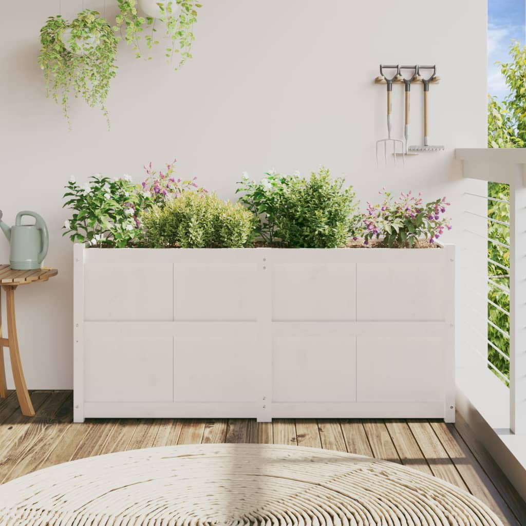 Garden Planter White 150x50x70 cm Solid Wood Pine