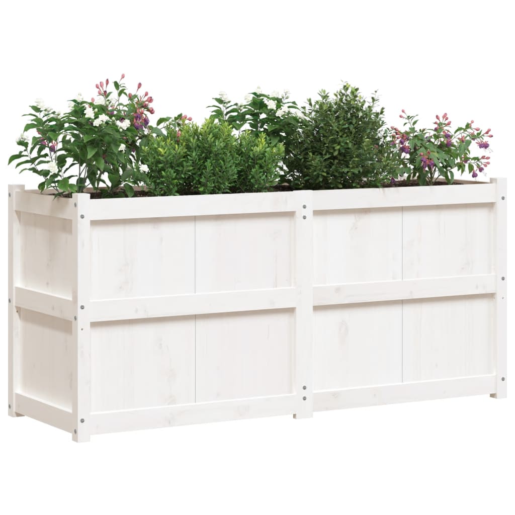 Garden Planter White 150x50x70 cm Solid Wood Pine