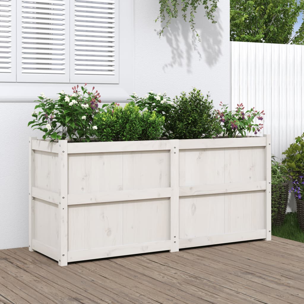 Garden Planter White 150x50x70 cm Solid Wood Pine