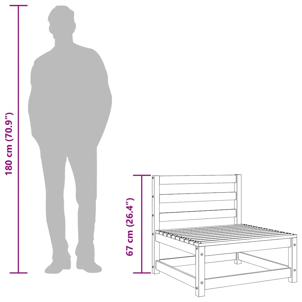 Garden Sofas Armless 2 pcs 70x70x67 cm Solid Wood Douglas