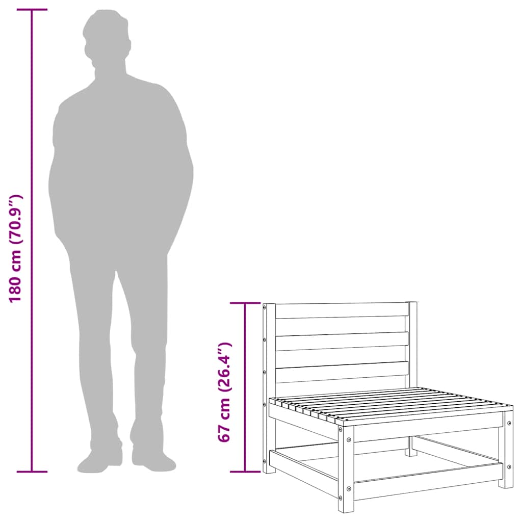Garden Sofa Armless with Footstool Wax Brown Solid Wood Pine