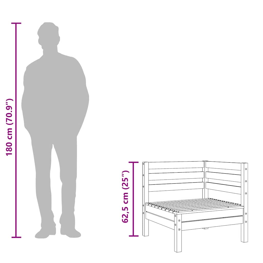 Garden Sofas Corner 2 pcs Wax Brown Solid Wood Pine