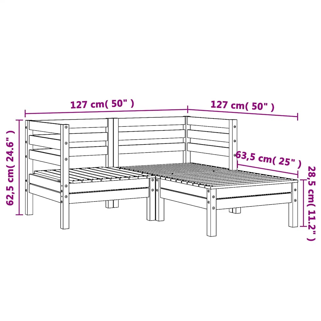 Garden Sofa 2-Seater with Footstool Solid Wood Douglas